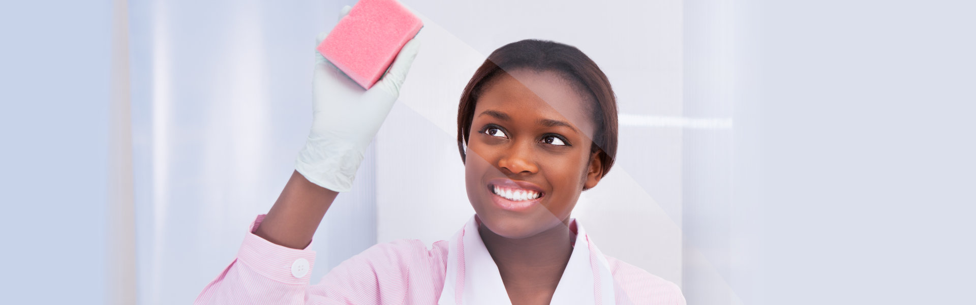 young caregiver cleaning at home